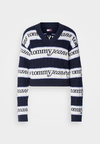 STRIPE LOGO SWEATER - Neule - dark night navy