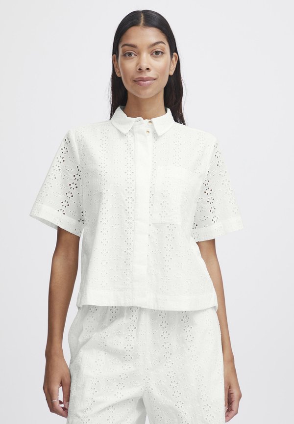BYFENNI CROPPED BLOUSE - Button-down blouse - marshmallow