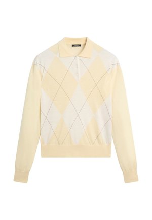 Massimo Dutti, ARGYLE KNIT POLO SWEATER - Strickpullover - light yellow