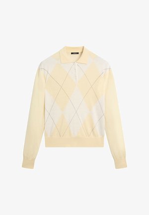 Massimo Dutti, ARGYLE KNIT POLO SWEATER - Strickpullover - light yellow