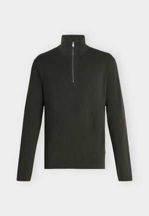 Lindbergh, HALF ZIP RIB KNIT - Striktrøje - dark brown