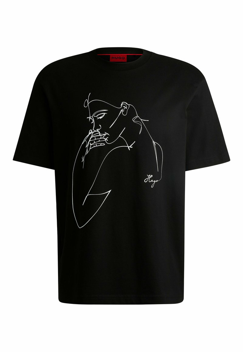 HUGO T-shirt print zwart
