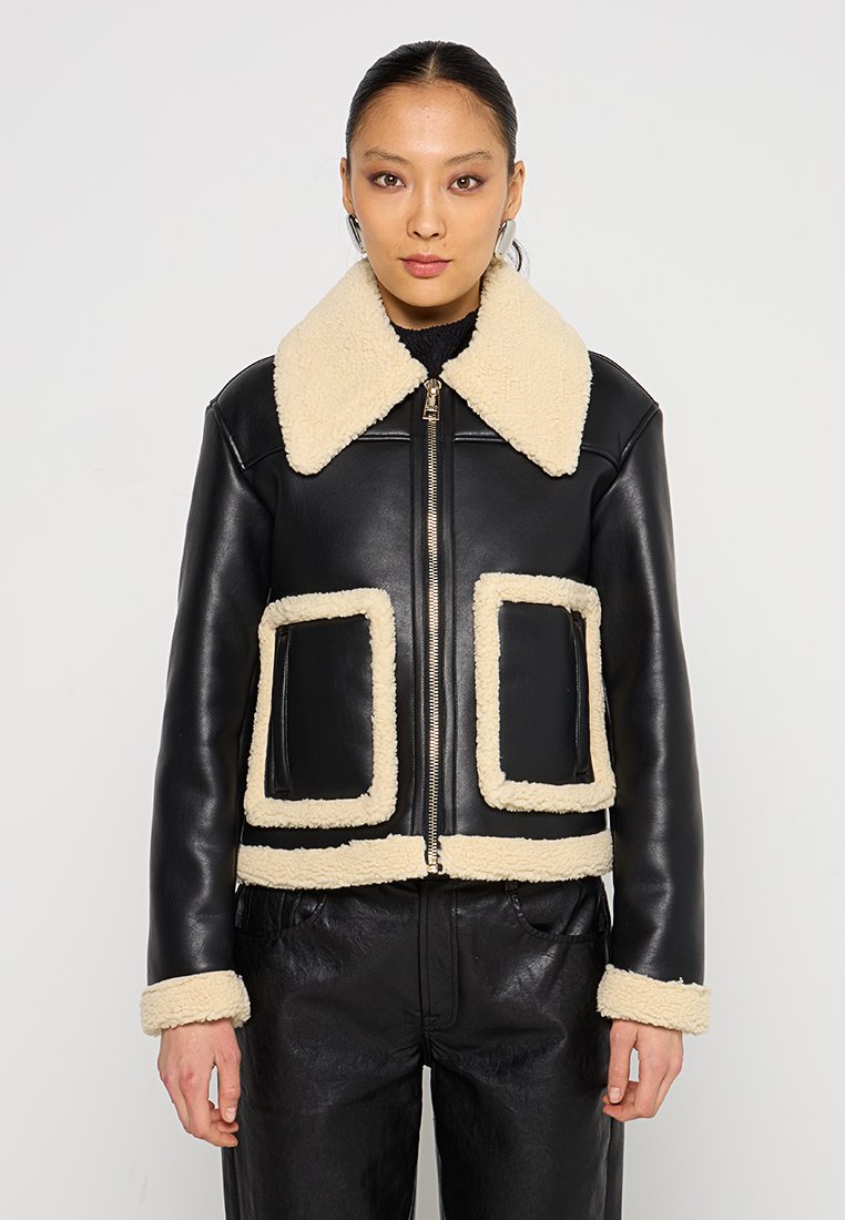 LIU JO Imitatieleren jas zwart LIU JO Imitatieleren jas zwart