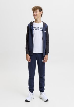 Jack & Jones Junior, JJKAI ZIP HOOD SET - Sweatjacke - navy/white