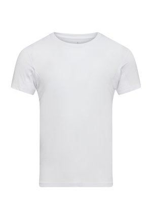 Biała koszulka z krótkim rękawem, wykonana z miękkiego materiału. Oferuje okrągły dekolt i bezszwowe ramiona, zaprojektowana w dopasowanym kroju.