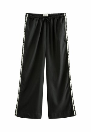 TIE WAIST WIDE LEG TALL - Broek - black crochet