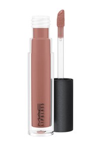 Lipglass MAC dans un tube transparent, présentant une teinte rose-brun douce. Livré avec un applicateur effilé pour une application en douceur. Capuchon noir.