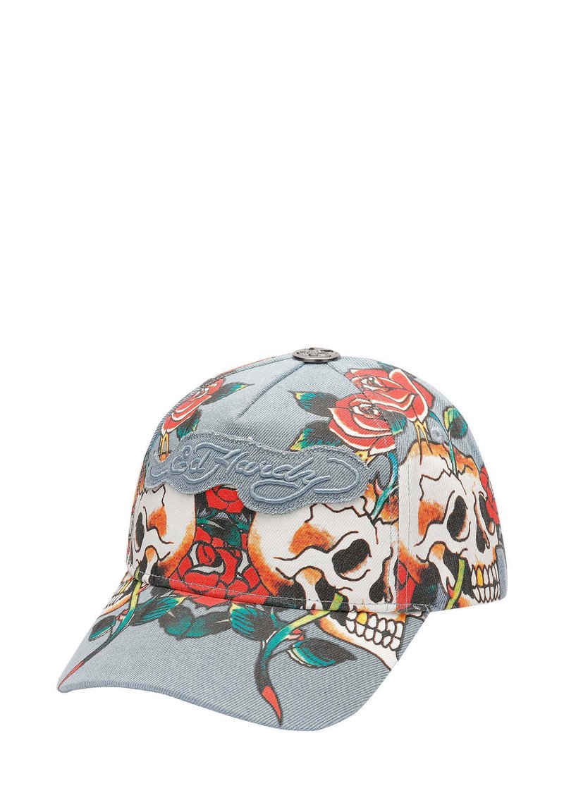 Ed Hardy UNISEX SKULL ROSE DENIM 6 PANEL VINTAGE WASH APPLIQUE - Gorra - mid blue