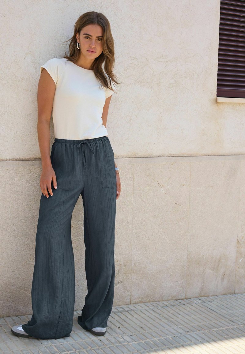 Next TEXTURED WIDE LEG - Housut - navy