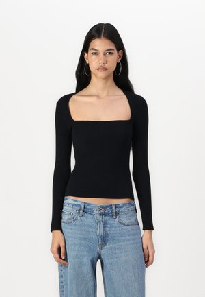 Abercrombie & Fitch The A&F Ava Long-Sleeve Sweater Top - Long sleeved top - black beauty