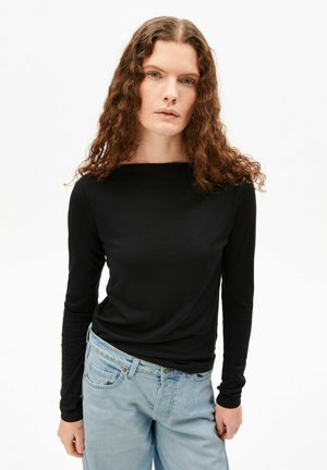 BOAT NECK - T-shirt à manches longues - black
