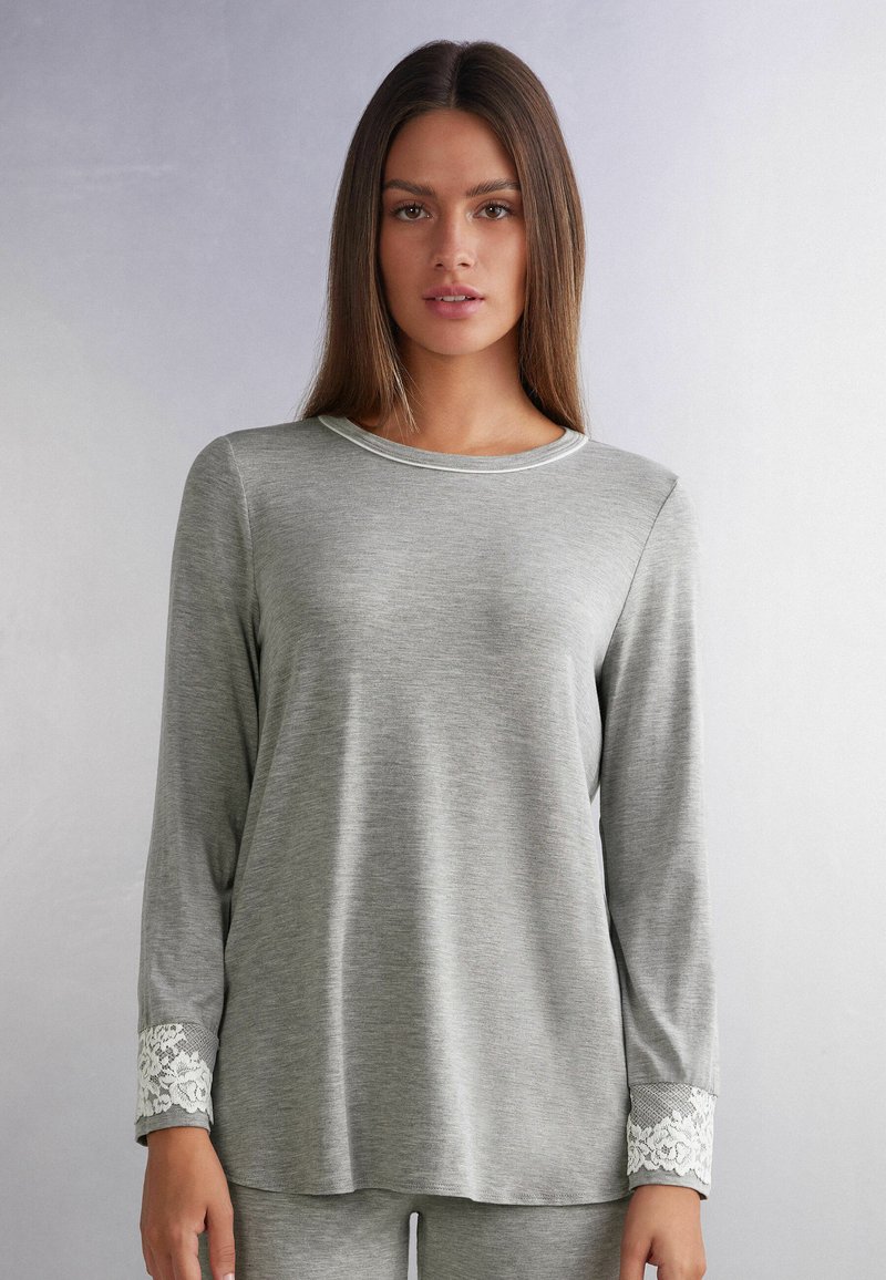 Intimissimi PRETTY FLOWER - Pyžamový top - grau j grey mélange powder white