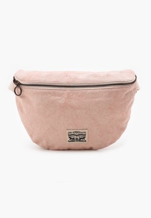 Jasnoróżowa płócienna nerka z górnym zamkiem i naszywką z logo Levi Strauss & Co. z przodu.