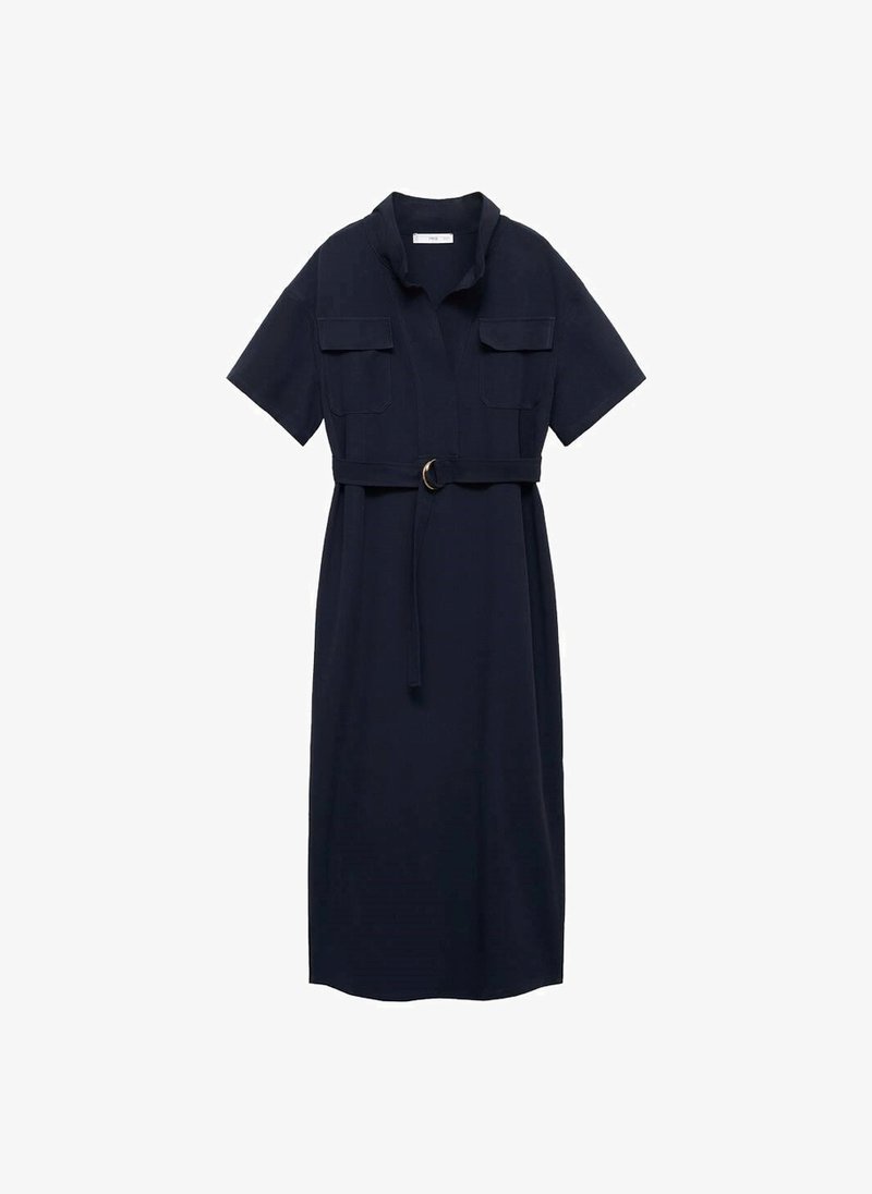 mango shirt dress navy Knot detail shirt dress