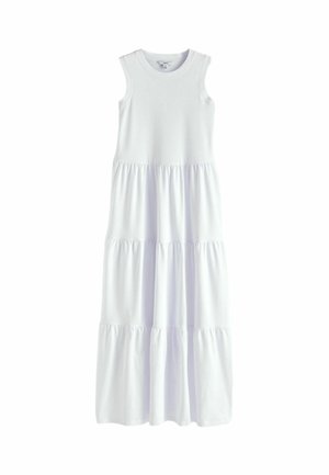 SLEEVELESS CREW NECK TIERED STANDARD - Maxi ruha - white