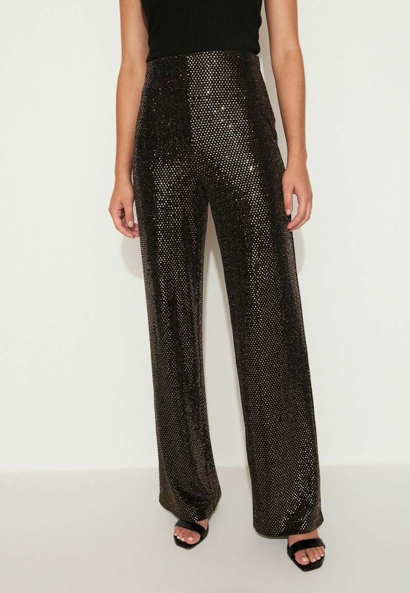 Next SEQUIN WIDE LEG Broek gold/goudkleurig Zalando.be