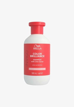 Wella Professionals Color Brilliance shampoo flaske med rødt label og låg, 300 ml, til fint til medium farvet hår med lime kaviar.