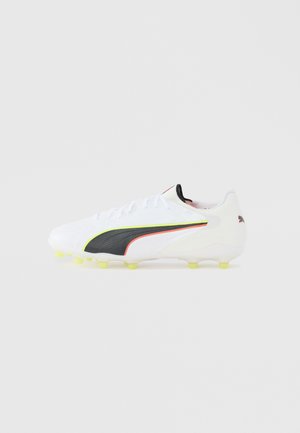 KING 20 PRO - Botines de fútbol para terreno firme - white/glowing red/yellow alert