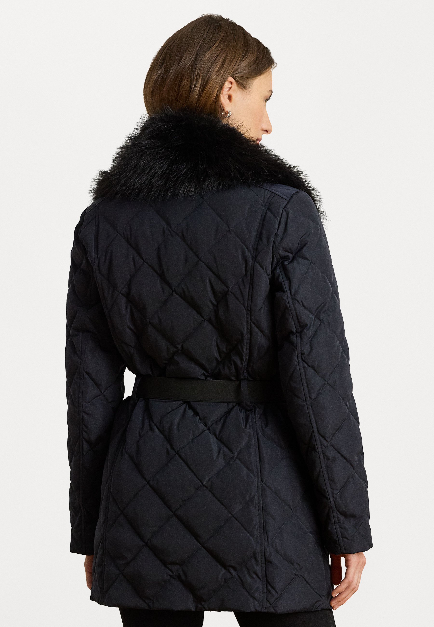 Lauren Ralph Lauren FAUX-FUR-TRIM DIAMOND-QUILTED DOWN COAT