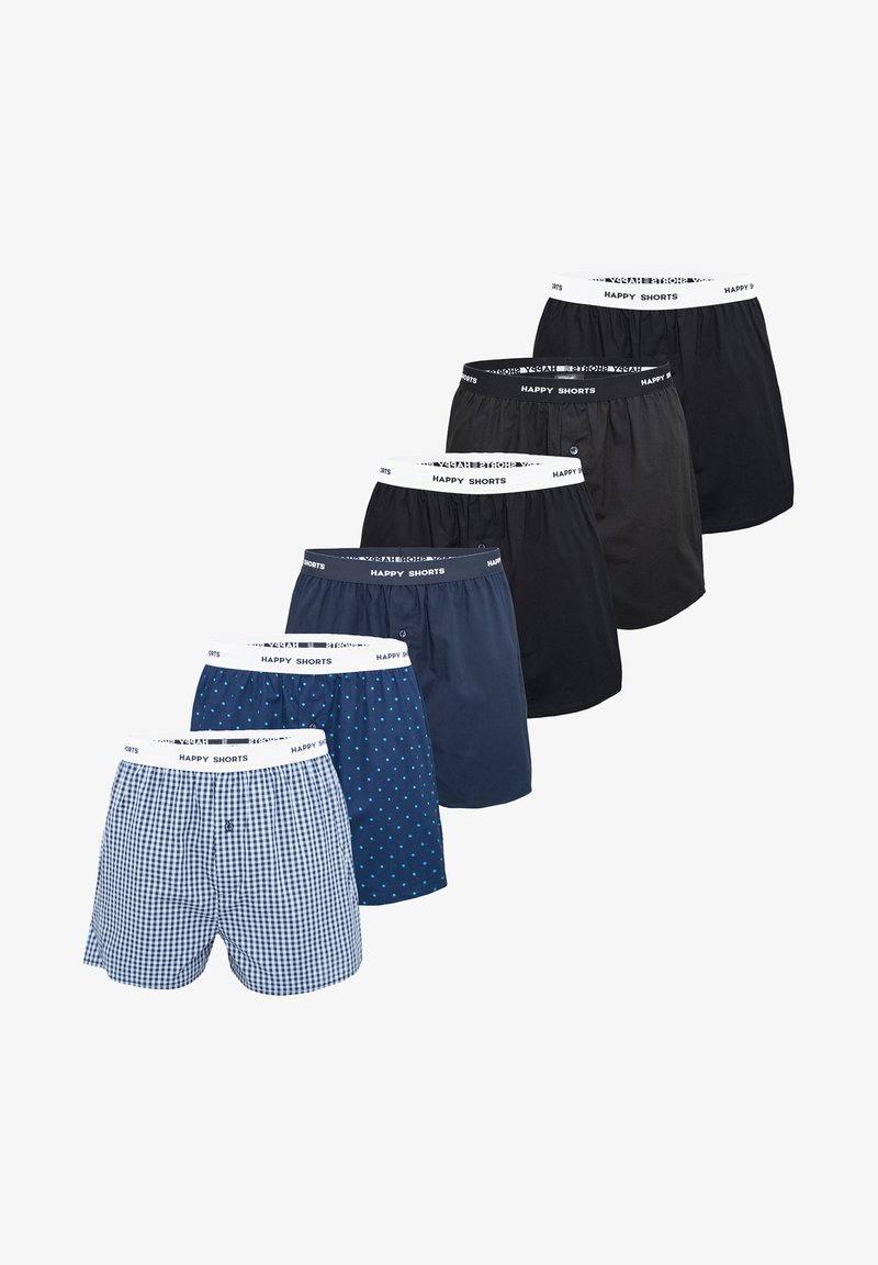 Happy Shorts 6-PACK MIX - Široké boxerky - geo solid black