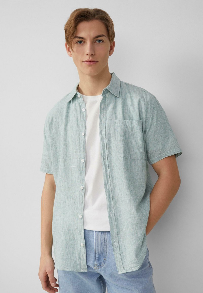 QS REGULAR FIT MELIERTES - Overhemd - salbeigrün
