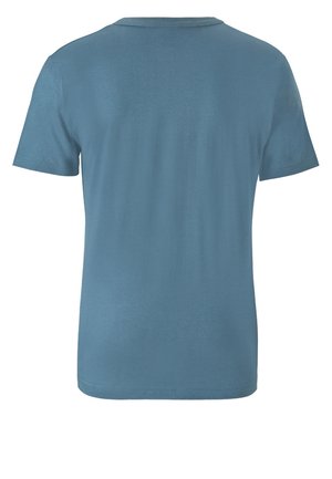 Vaaleansininen lyhythihainen t-paita, valmistettu pehmeästä puuvillasta. Siinä on klassinen pyöreä pääntie ja sileä, yksivärinen kangas ilman näkyviä kuvioita.