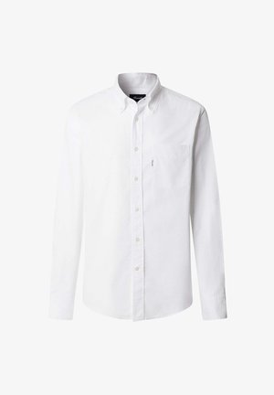 Witte lange mouwen knopsluiting shirt van katoen, met een button-down kraag en een borstzak, met een subtiele textuur.
