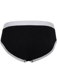Zwarte boxershort met een grijze elastische tailleband. Het materiaal is zacht en glad, met een naadloos ontwerp en contrasterende zijdetails.