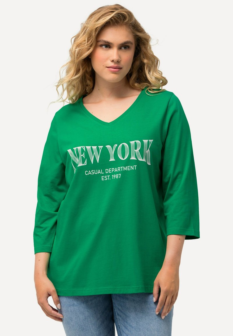 Ulla Popken À COL EN V ET MANCHES 3/4 IMPRIMÉ NOM DE VILLE - Longsleeve - green