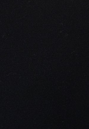 Black ribbed fabric with a smooth texture, featuring vertical lines. The material appears elastic and closely woven, suitable for clothing.