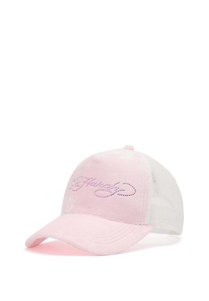 Ed Hardy UNISEX DIAMANTE VELOUR 5 PANEL TRUCKER CAP - Cap - baby pink