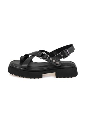 Sandalen met plateauzool - black