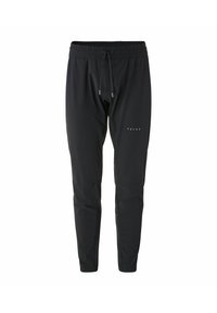 Zwarte sportbroek met een trekkoord taille, slim fit en logodedetails. Gemaakt van gladde, lichte stof met een subtiele glans.