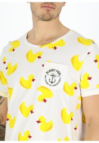 Blount & Pool TROPICAL POCKET - T-shirt med print - white yellow duck