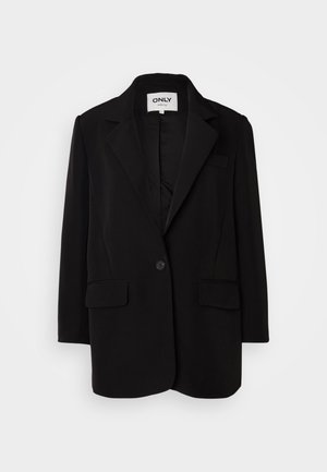 Blazer nero realizzato in tessuto morbido, con revers a corsa, chiusura con un solo bottone, due tasche frontali e una vestibilità sartoriale.