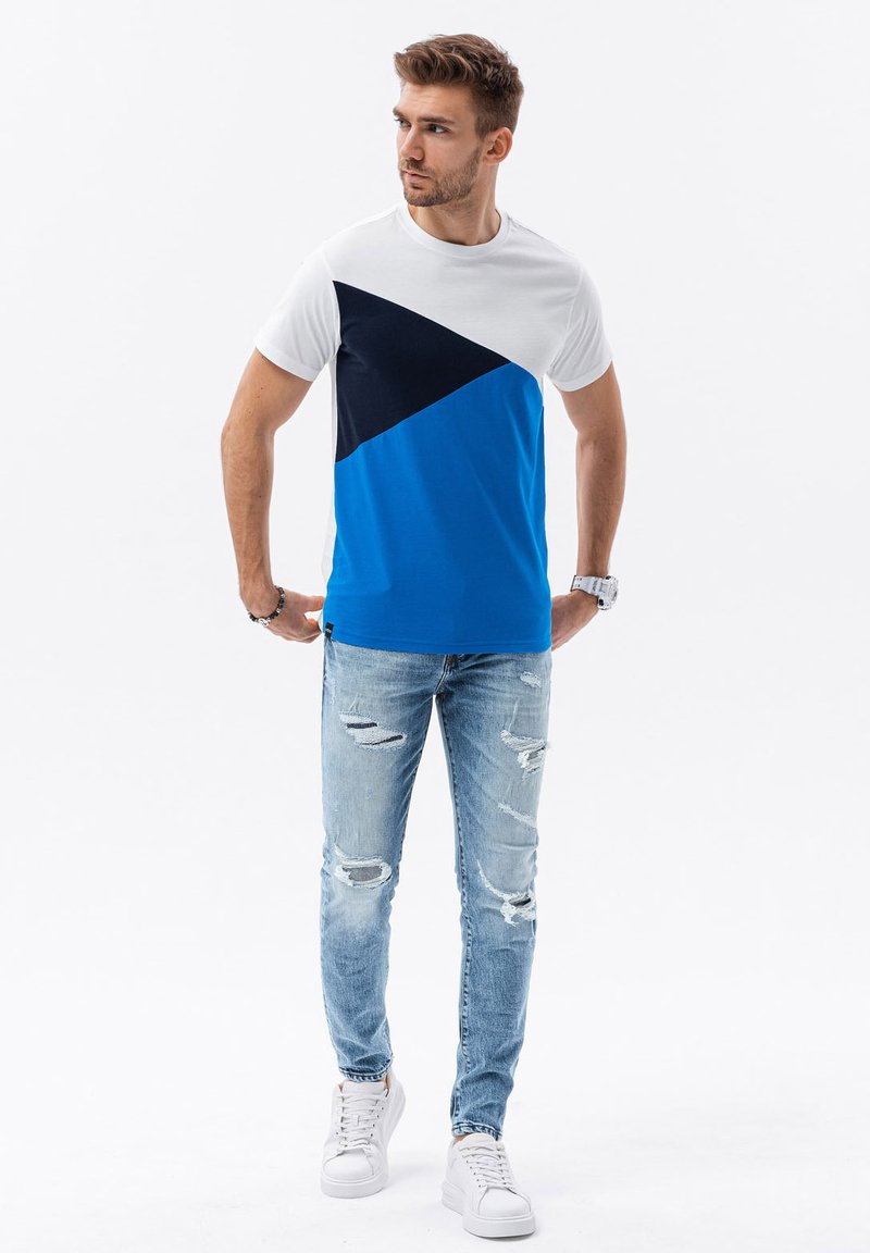 Ombre Triko s potiskem - white navy