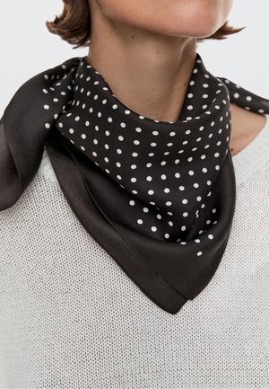 Massimo Dutti, POLKA DOT PRINT 100% SILK SCARF - Foulard - dark brown