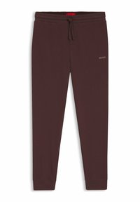 Bordeauxrote Jogginghosen aus strukturiertem Stoff, mit elastischem Bund und Kordelzug sowie einem Logodetail am linken Bein.