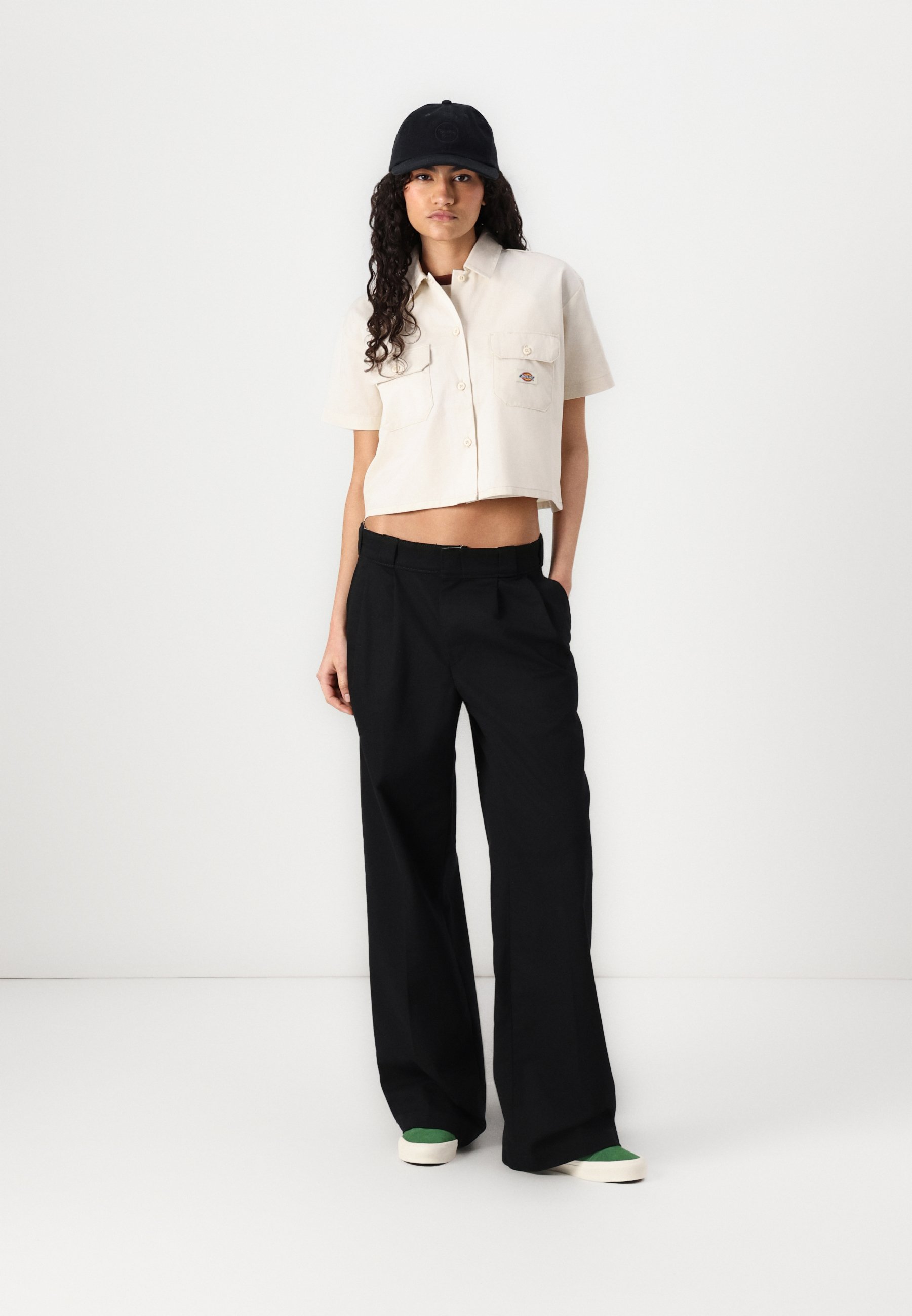 Dickies WORK SHIRT CROPPED - Button-down blouse - whitecap
