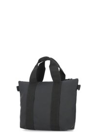 Borsa tote nera realizzata in materiale liscio e resistente, con doppi manici neri e chiusura con zip. Presenta dettagli cuciti sui lati.