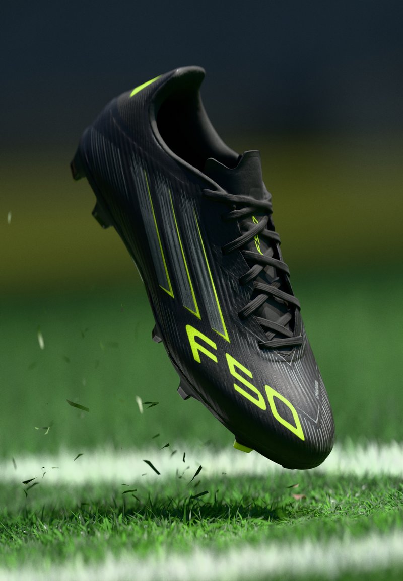 adidas Performance F50 LEAGUE FG/MG - Firm-ground football boots - core black/iron metallic/lucid lemon