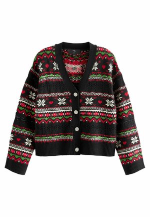 Next CHRISTMAS FAIR ISLE PATTERN BUTTON UP - REGULAR FIT - Kardiganas - black