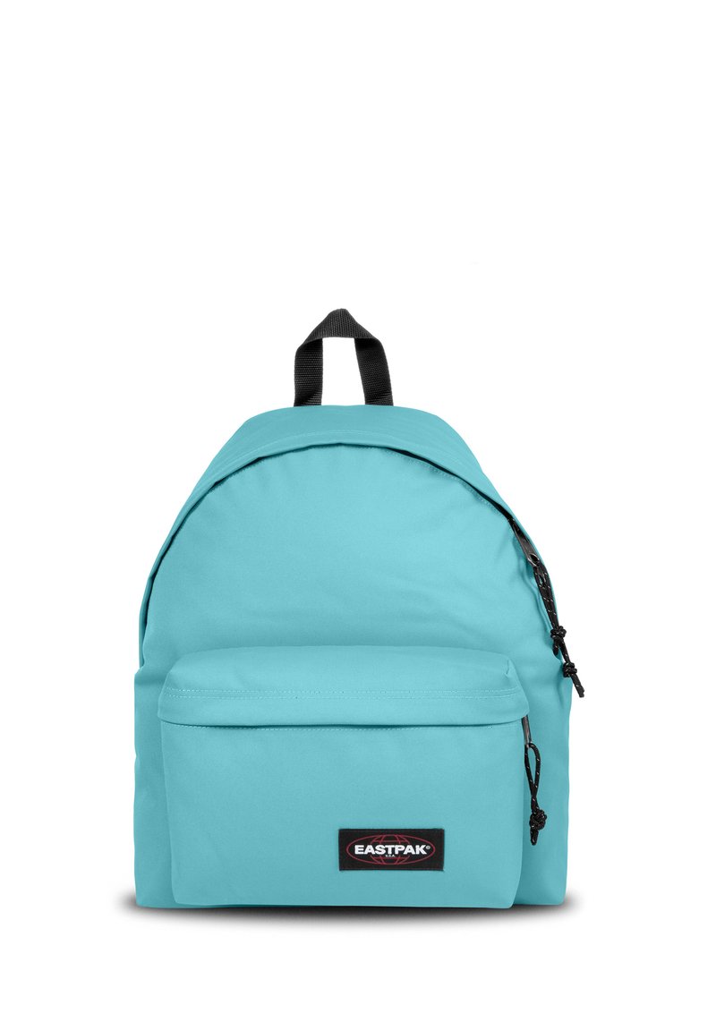 Sac à dos Eastpak turquoise en tissu résistant, doté d'une forme arrondie, d'une poche avant zippée et d'un écusson logo noir, avec des bretelles réglables.