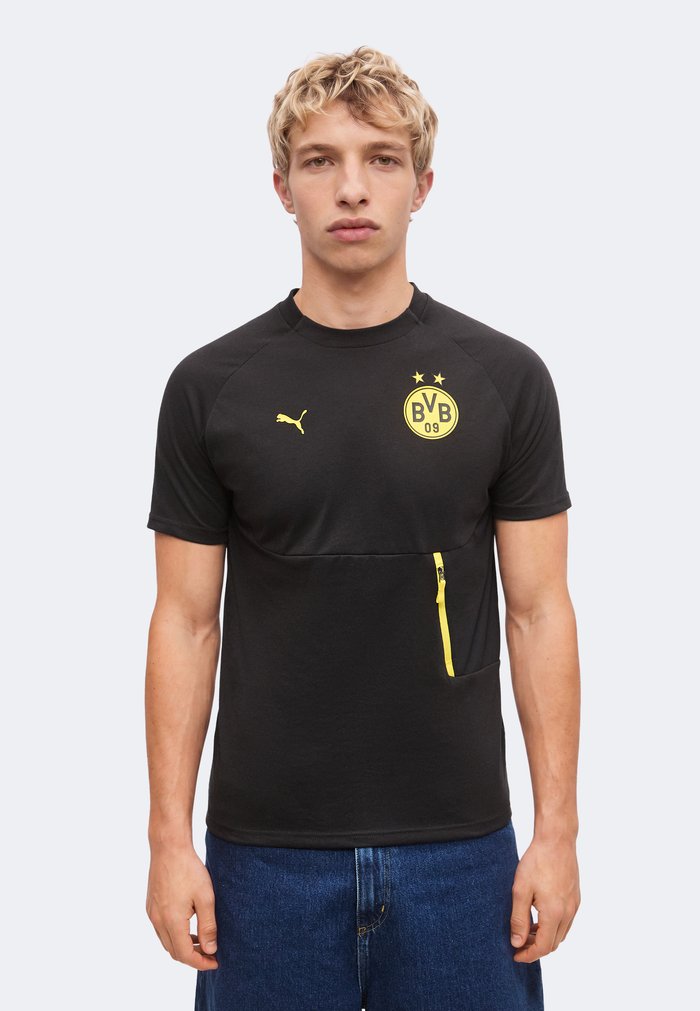 PUMA BVB DORTMUND PUMATECH POCKET TEE - Club wear - black/faster yellow