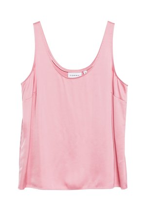 Rosa ärmelloses Satin-Top mit Rundhalsausschnitt und lockerem Sitz, Größe 36, Marke Comma.