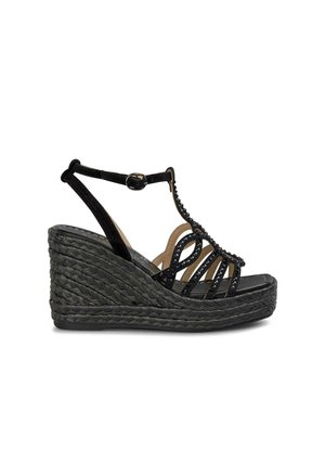 Sandali con zeppa - BLACK