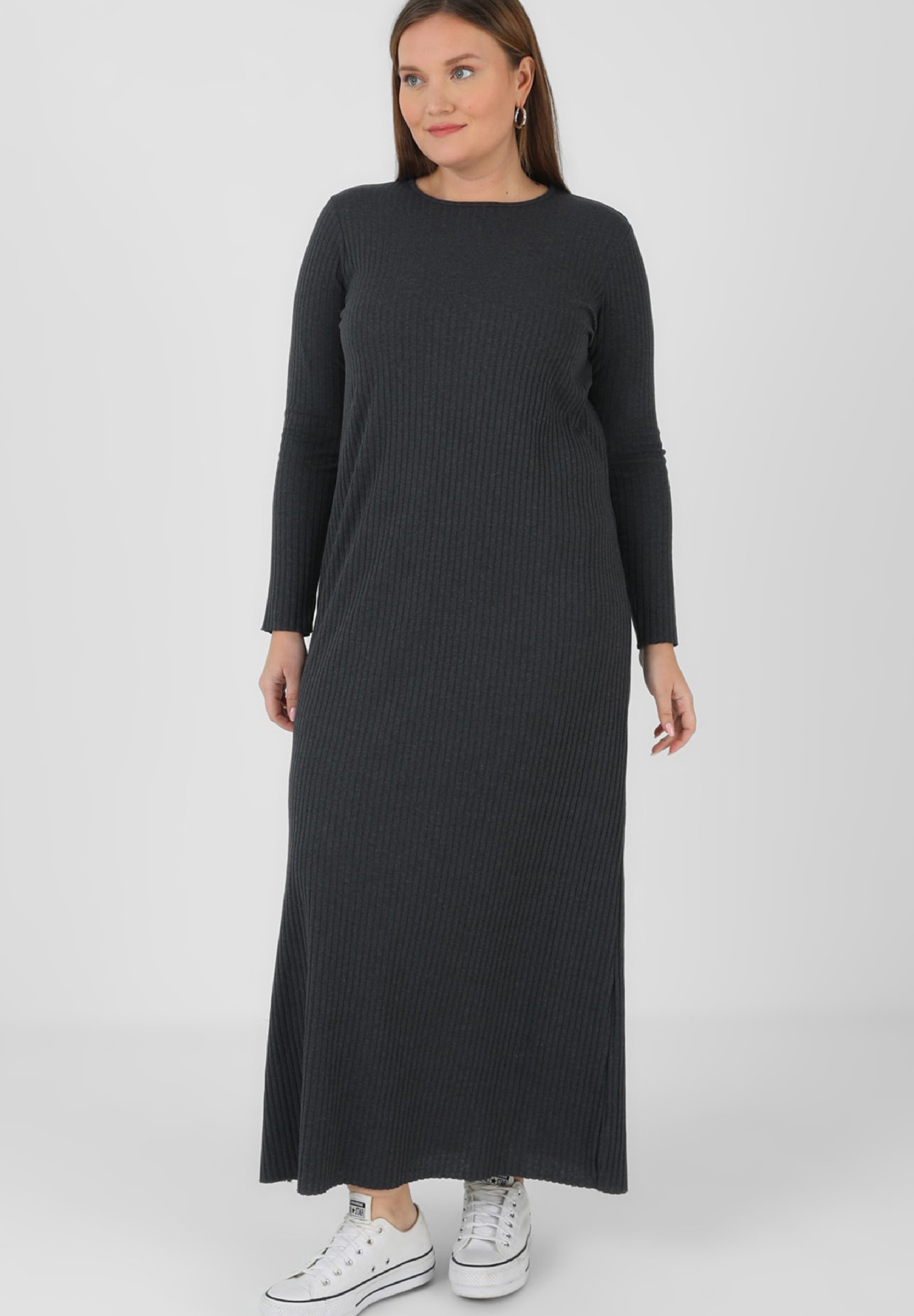 Modanisa CREW NECK PLUS SIZE ALIA - Maxi dress - anthracite