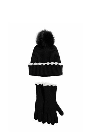 SCALLOP TRIM POM SET - Fingerhandschuh - black