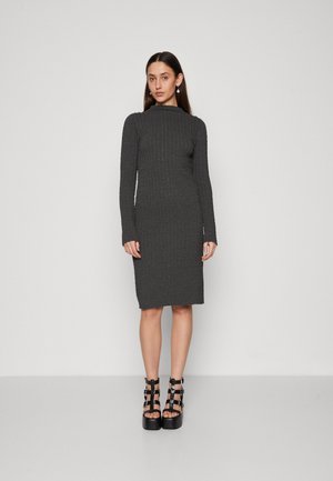 ONLHELLE MOCK NECK KNEE DRESS - Vestito di maglina - dark grey