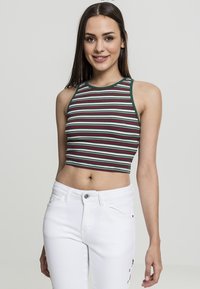 Urban Classics LADIES RIB STRIPE CROPPED TOP - Topper - white/navy/fire red